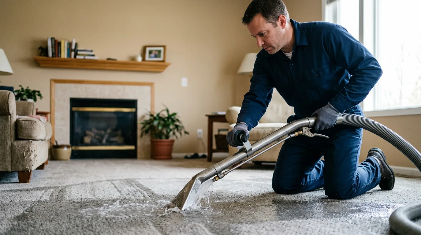 Water damage restoration technician working near Corning, IA